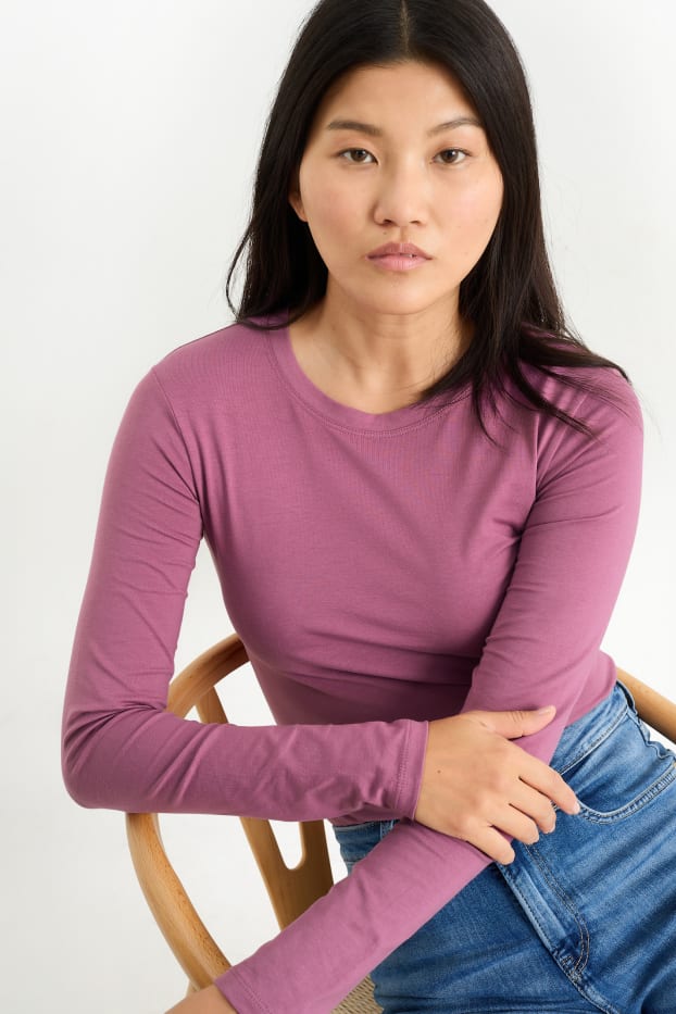 Donna - Maglia a maniche lunghe basic - viola