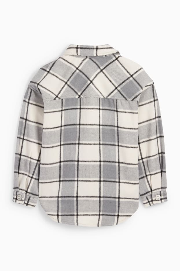 Children Girls - Flannel shacket - check - gray