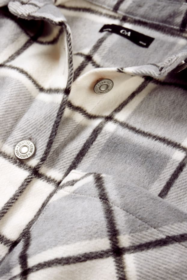 Children Girls - Flannel shacket - check - gray