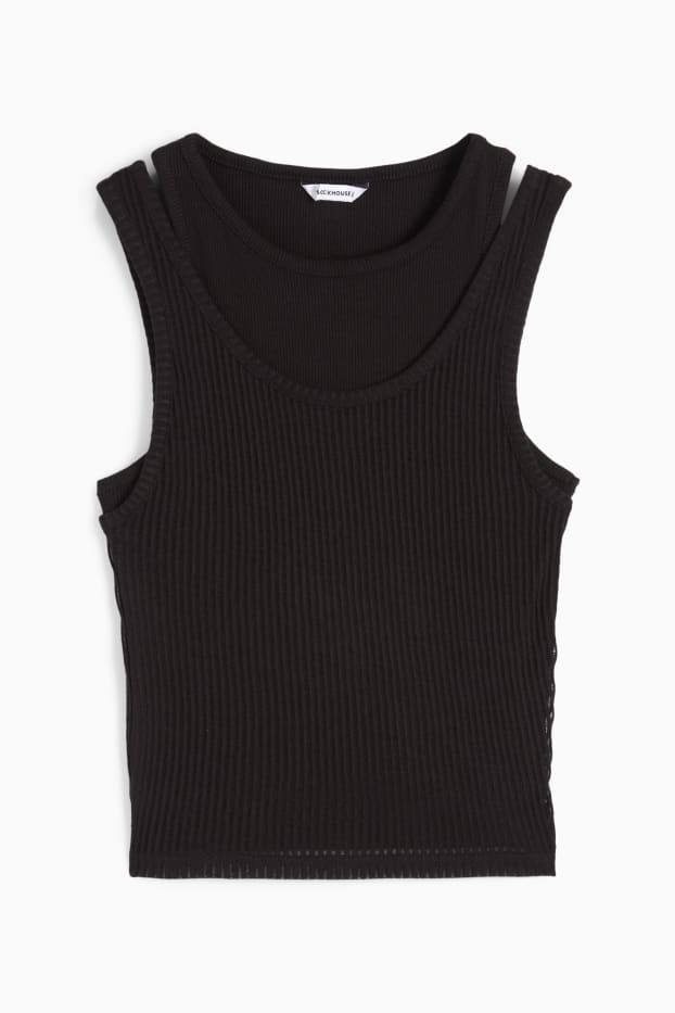 Dona - Top crop - look 2 en 1 - negre