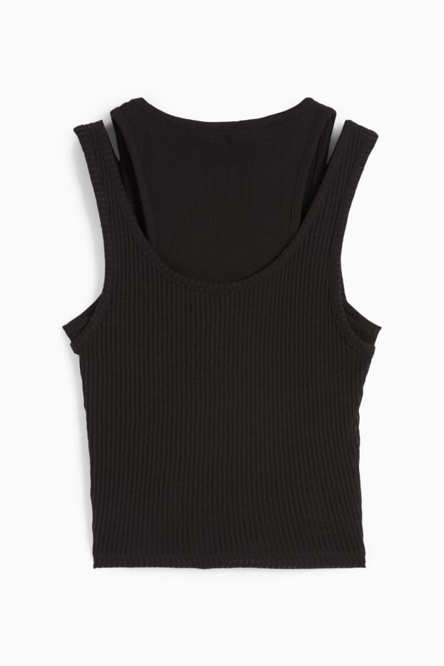 Dona - Top crop - look 2 en 1 - negre