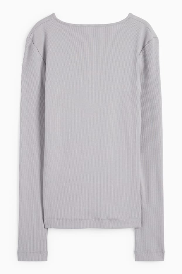 Donna - Maglia con collo serafino - grigio chiaro