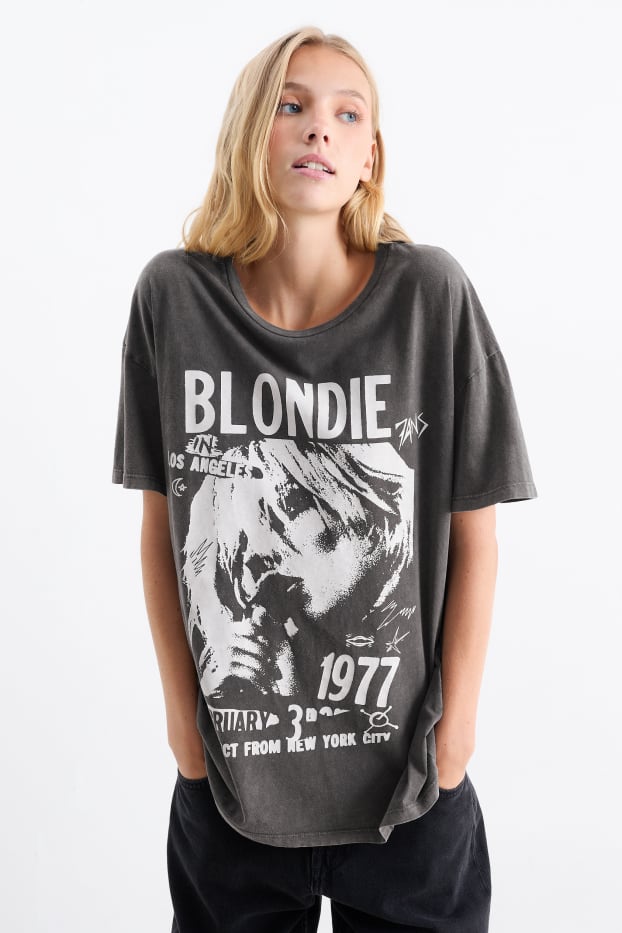 Dames - T-shirt - Blondie - donkergrijs