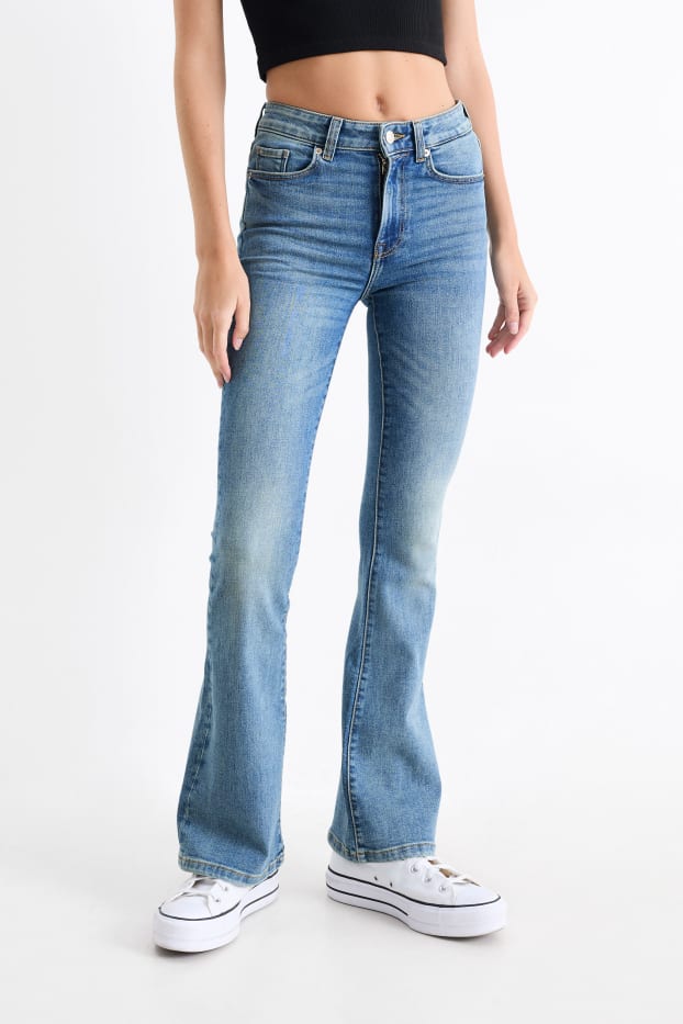 Damen - Flared Jeans - Mid Waist - LYCRA® - jeansblau