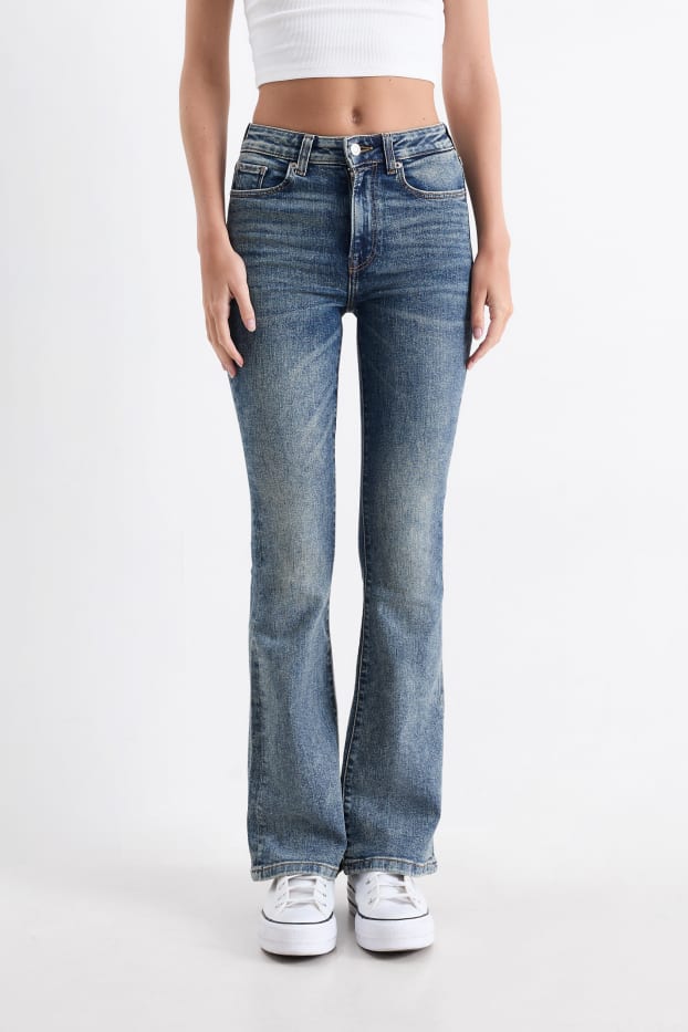 Damen - Flared Jeans - Mid Waist - LYCRA® - dunkeljeansblau