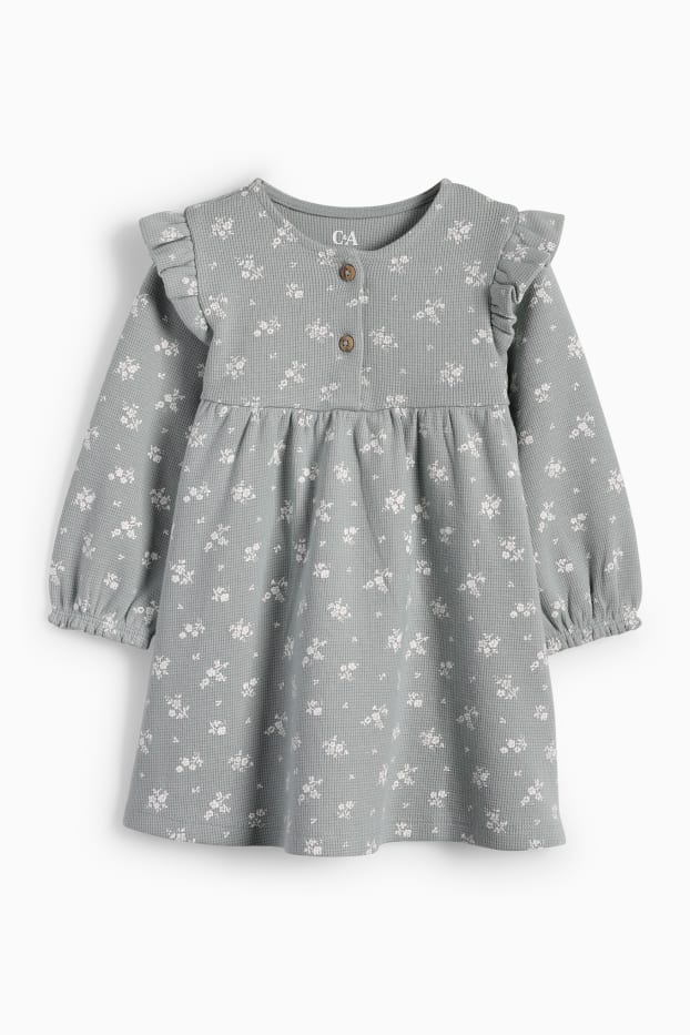 Baby Mädchen - Baby-Kleid - geblümt - strukturiert - mintgrün