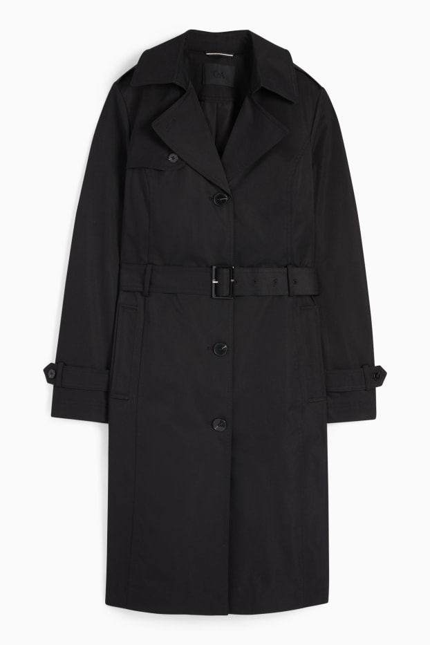 Damen - Trenchcoat - wasserabweisend - schwarz