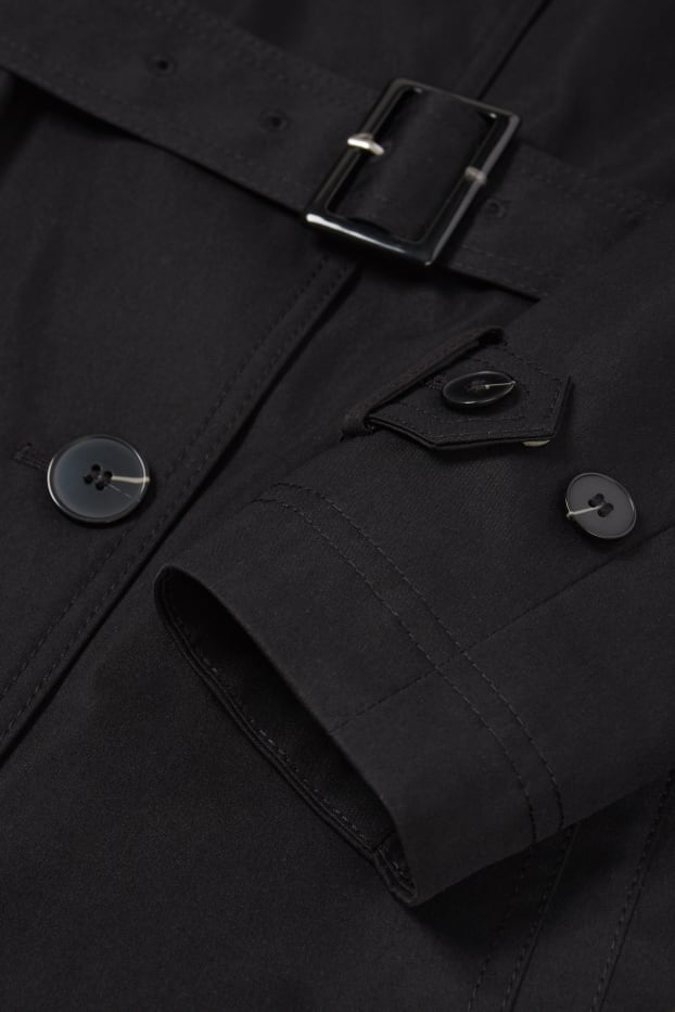 Damen - Trenchcoat - wasserabweisend - schwarz