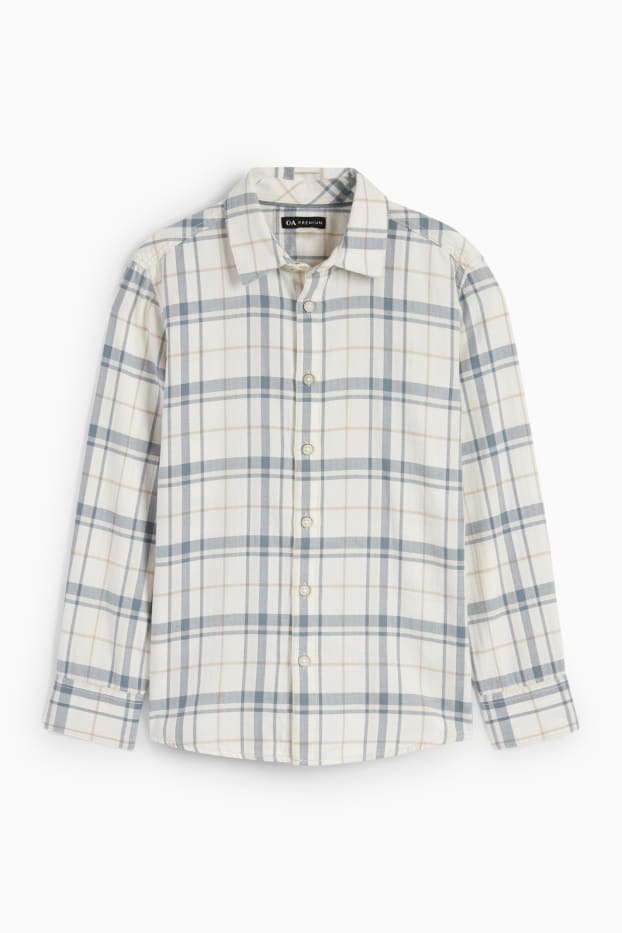 Niños - Camisa - de cuadros - beis