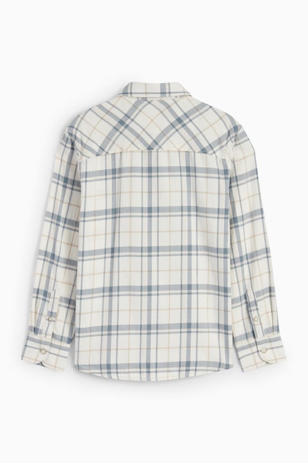 Niños - Camisa - de cuadros - beis