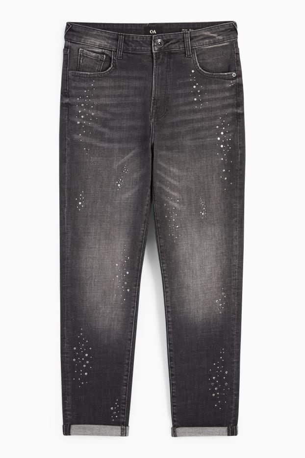 Femmes - Boyfriend jean - mid waist - LYCRA® - jean gris foncé