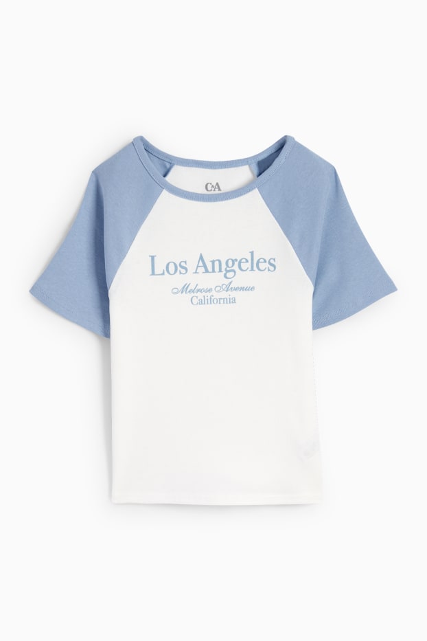 Bambine - Los Angeles - maglia a maniche corte - blu  / crema