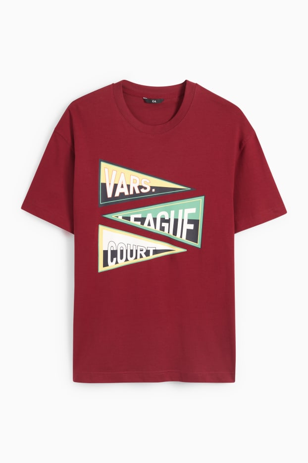 Uomo - T-shirt - rosso scuro