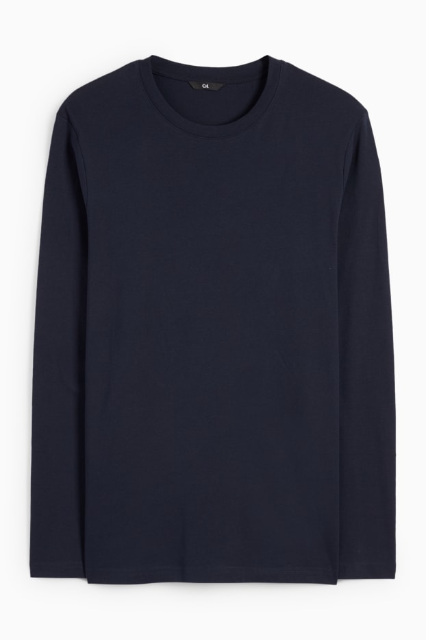Hombre - Camiseta de manga larga - azul oscuro