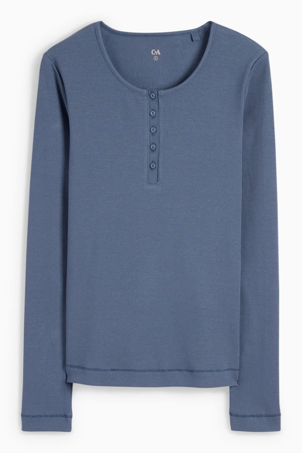 Donna - Maglia con collo serafino - blu scuro