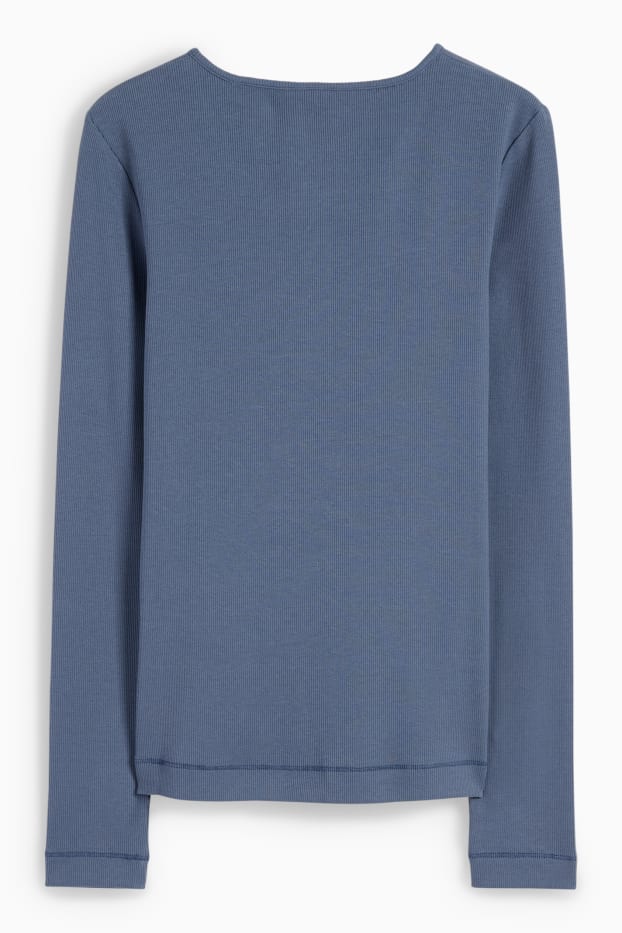 Donna - Maglia con collo serafino - blu scuro