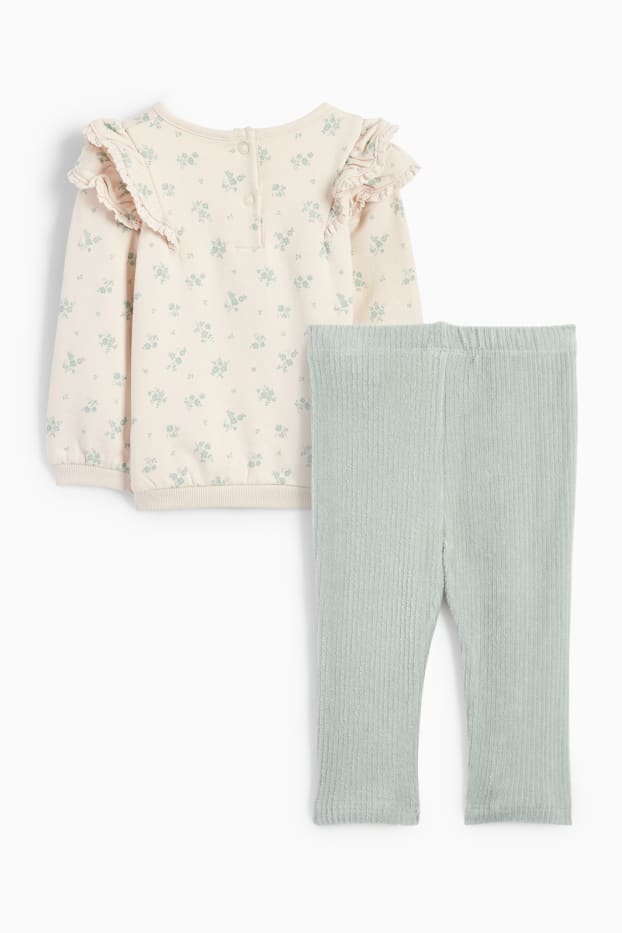 Bébés filles - Petites fleurs - tenue pour bébé - 2 pièces - beige clair