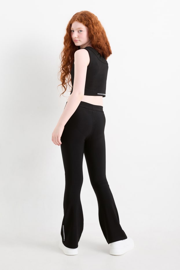 Kinder Mädchen - Set - Funktions-Top und Flared Leggings - 2 teilig - schwarz