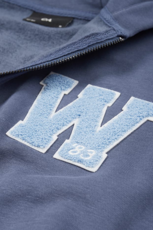 Uomo - Felpa con zip e cappuccio - blu