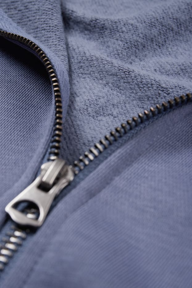 Uomo - Felpa con zip e cappuccio - blu