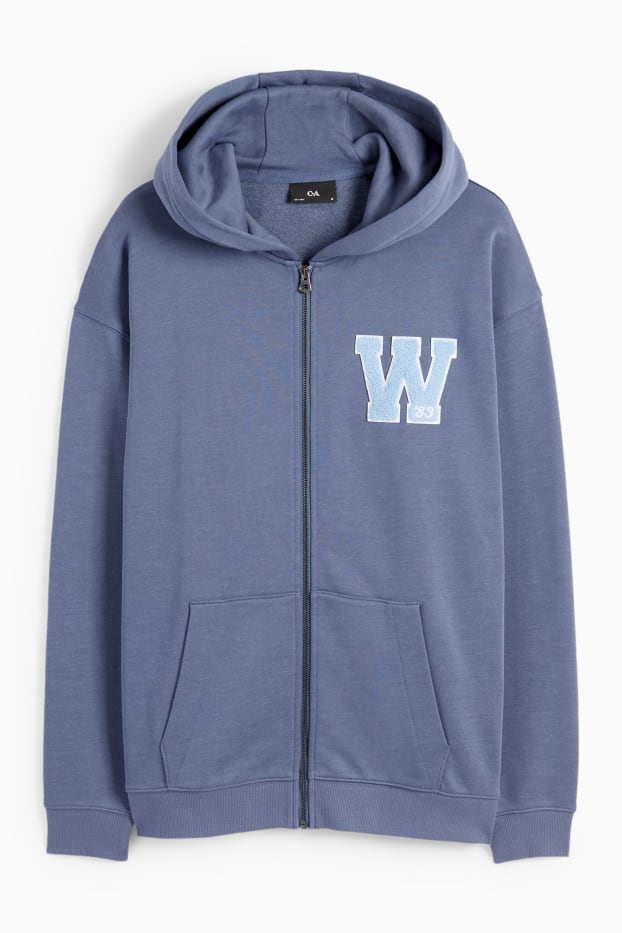 Uomo - Felpa con zip e cappuccio - blu