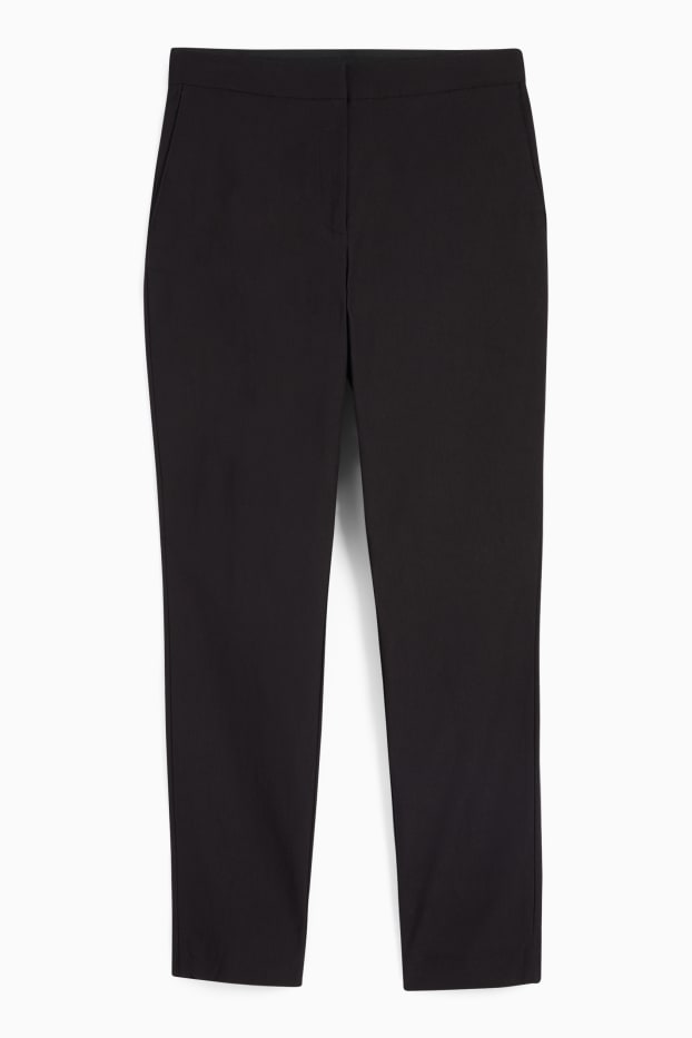 Femmes - Pantalon en toile - mid waist - slim fit - noir