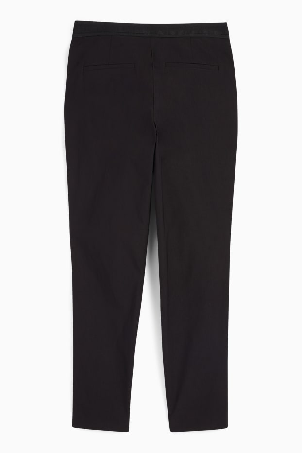 Femmes - Pantalon en toile - mid waist - slim fit - noir