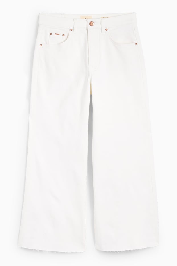 Donna - Jeans a gamba larga - vita media - bianco crema