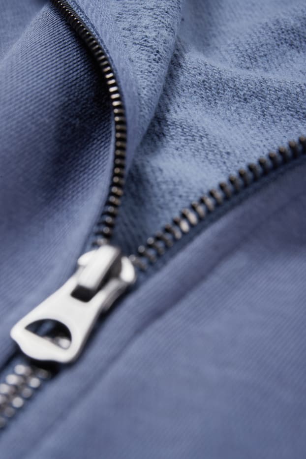 Uomo - Felpa con zip e cappuccio - blu