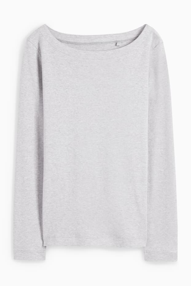 Damen - Basic-Langarmshirt - hellgrau-melange