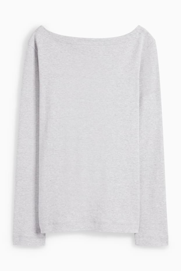 Damen - Basic-Langarmshirt - hellgrau-melange