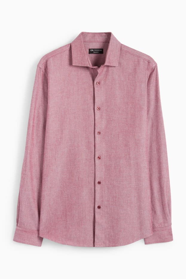 Hommes - Chemise - regular fit - col cutaway - rouge foncé