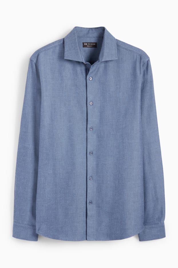Hommes - Chemise - regular fit - col cutaway - bleu foncé