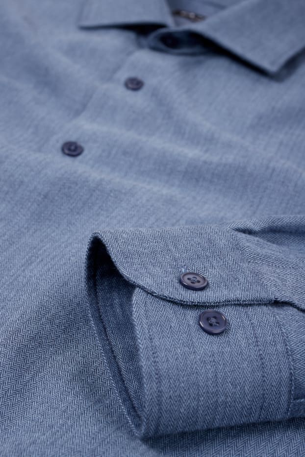 Hommes - Chemise - regular fit - col cutaway - bleu foncé
