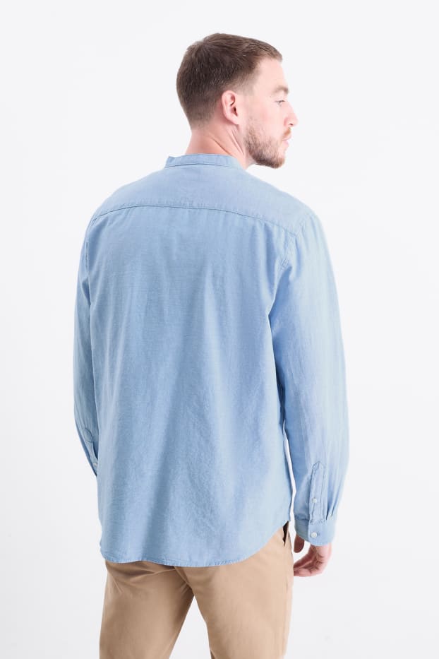 Herren - Hemd - Regular Fit - Stehkragen - hellblau