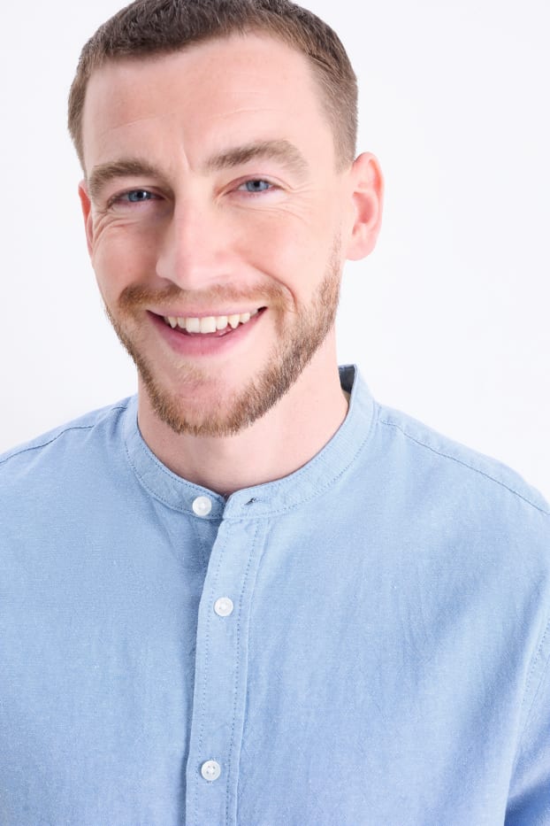Herren - Hemd - Regular Fit - Stehkragen - hellblau