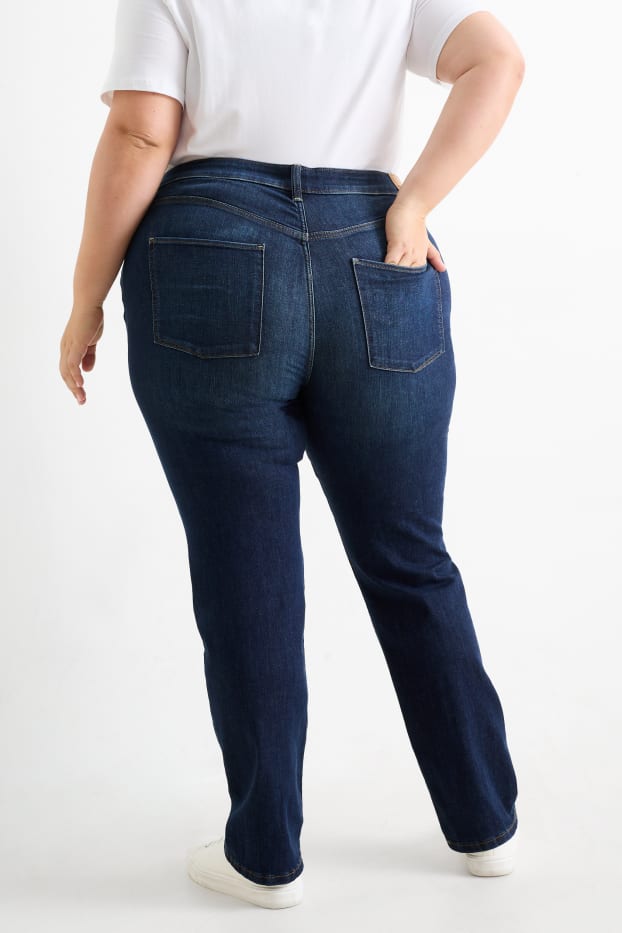 Femei - Straight jeans - talie medie - LYCRA® - denim-albastru închis