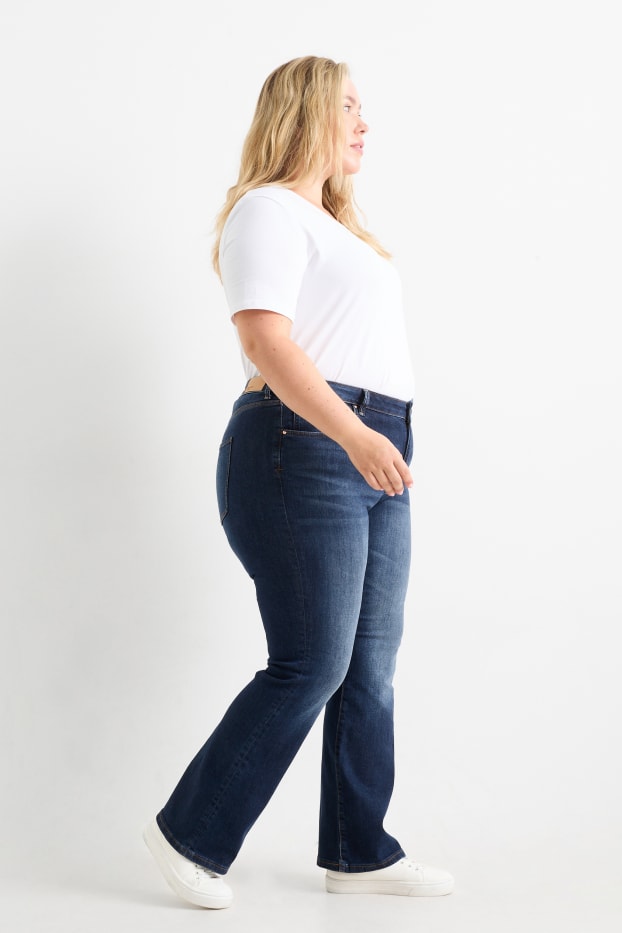 Dames - Bootcut jeans - mid waist - jeansdonkerblauw