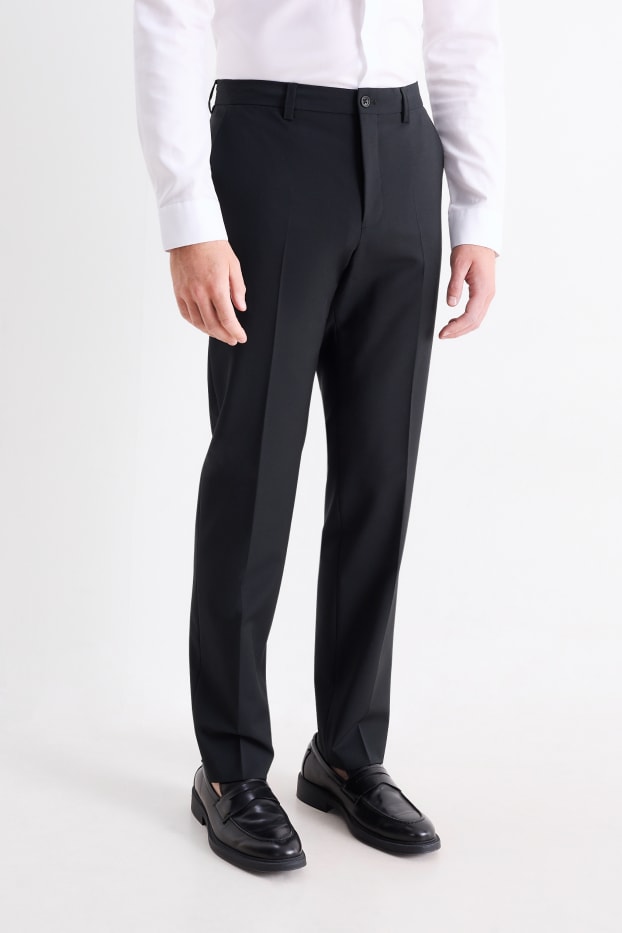 Home - Pantalons combinables - regular fit - Flex - mescla de llana - negre