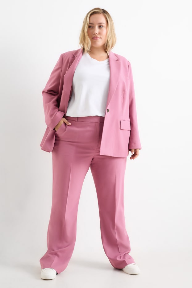 Damen - Stoffhose - Mid Waist - Straight Fit - dunkelrosa