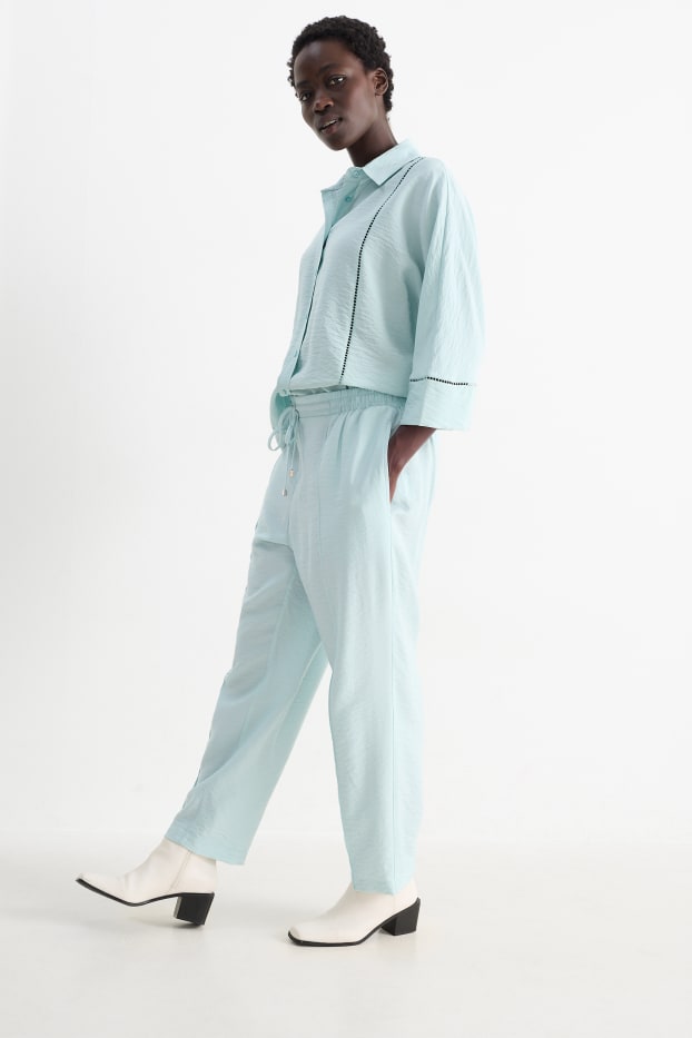 Damen - Stoffhose - High Waist - Tapered Fit - mintgrün