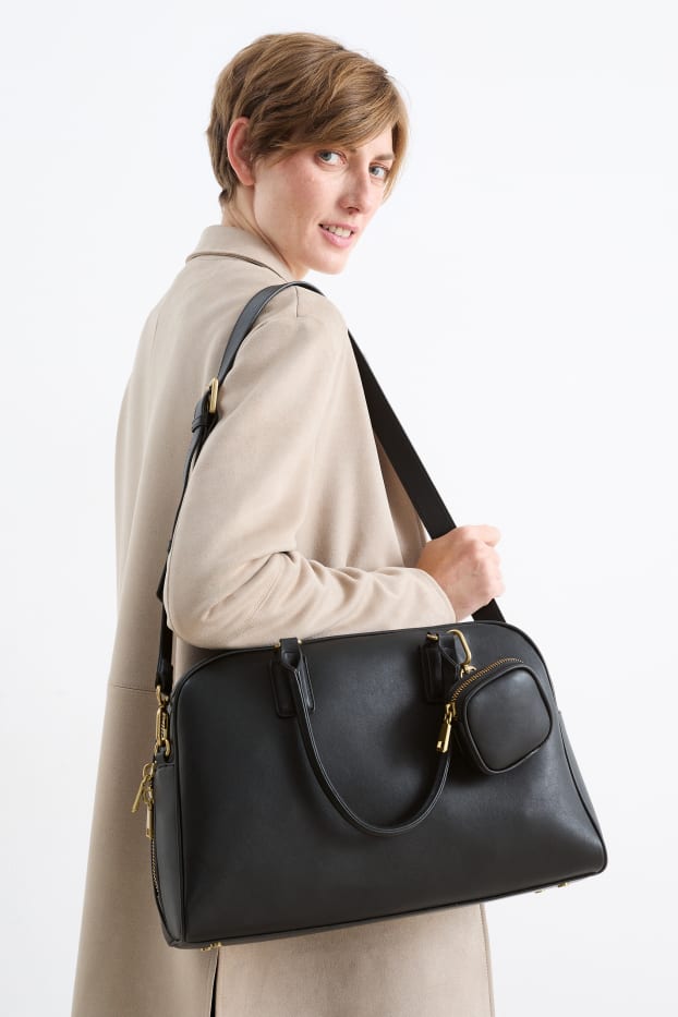 Mujer - Bolso bandolera con correa extraíble - polipiel - negro