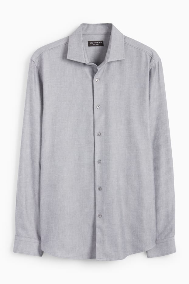 Hommes - Chemise - regular fit - col cutaway - gris