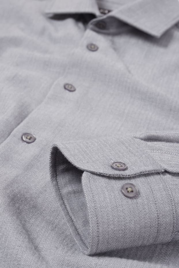 Hommes - Chemise - regular fit - col cutaway - gris