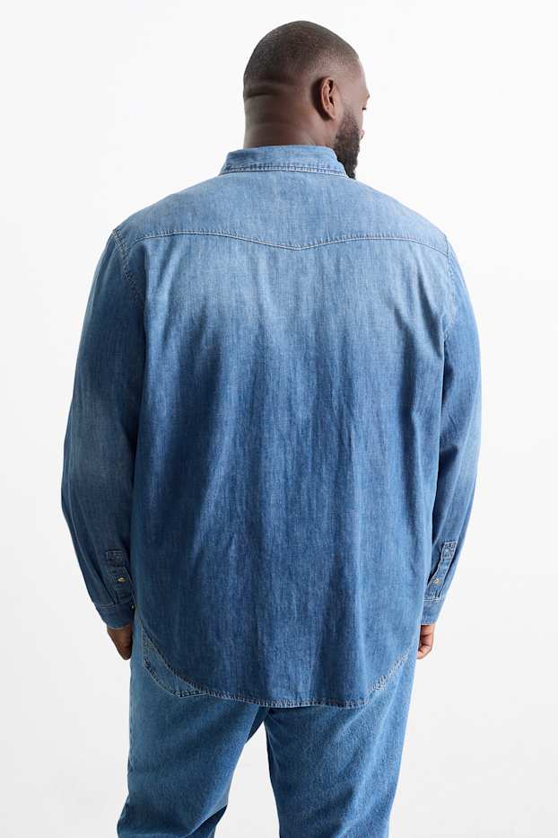 Men - Denim shirt - regular fit - Kent collar - blue denim
