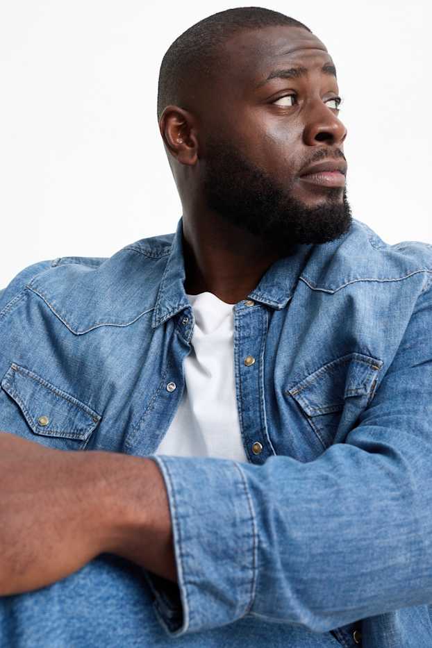 Men - Denim shirt - regular fit - Kent collar - blue denim