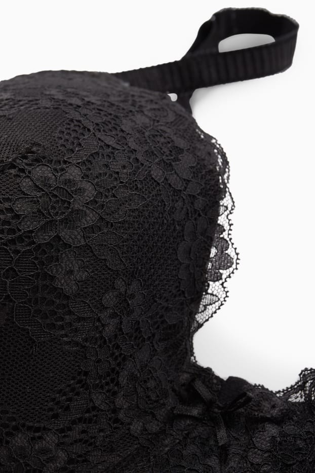 Femei - Sutien cu armătură - DEMI - vătuit - negru