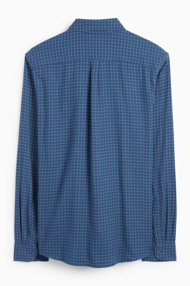 Uomo - Camicia - regular fit - button down - a quadretti - blu scuro