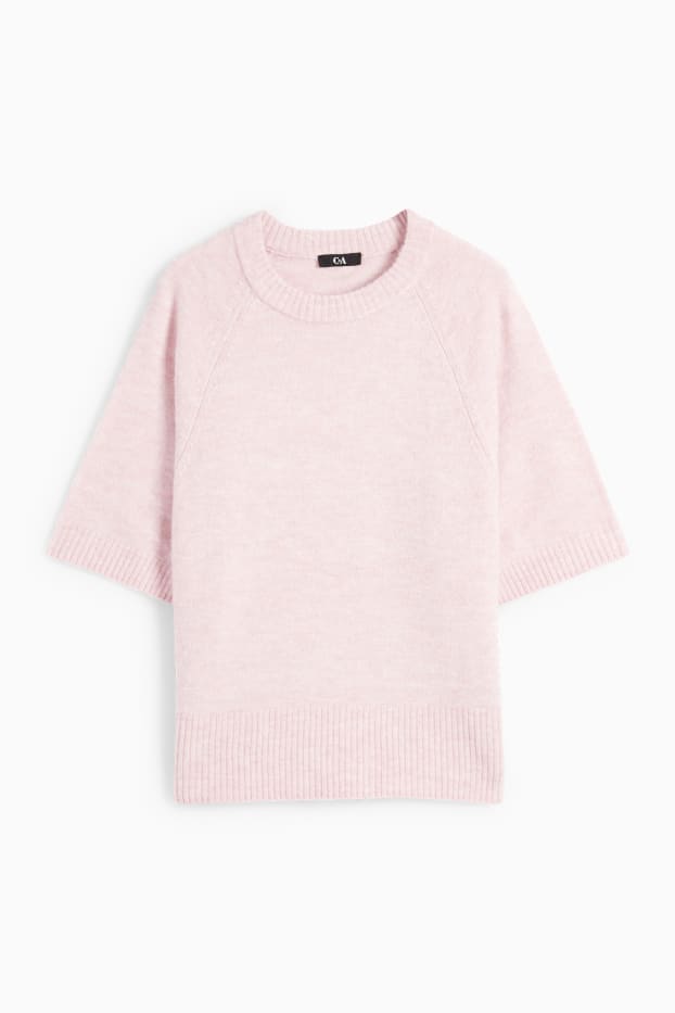 Femmes - Pullover en maille - manches courtes - rose