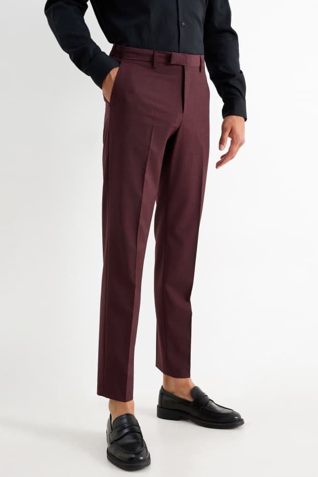 Hommes - Pantalon de costume - regular fit - Flex - 4 Way Stretch - bordeaux